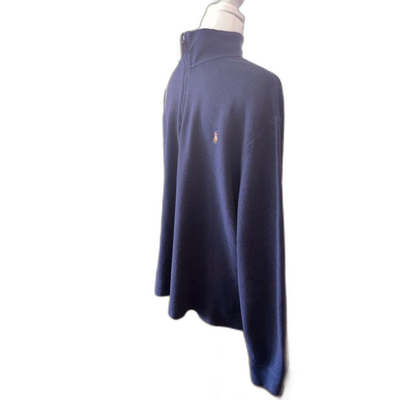 Polo Ralph Lauren Estate Rib 100% Cotton Quarter Zip Pullover Blue Mock Neck L - Picture 2 of 10